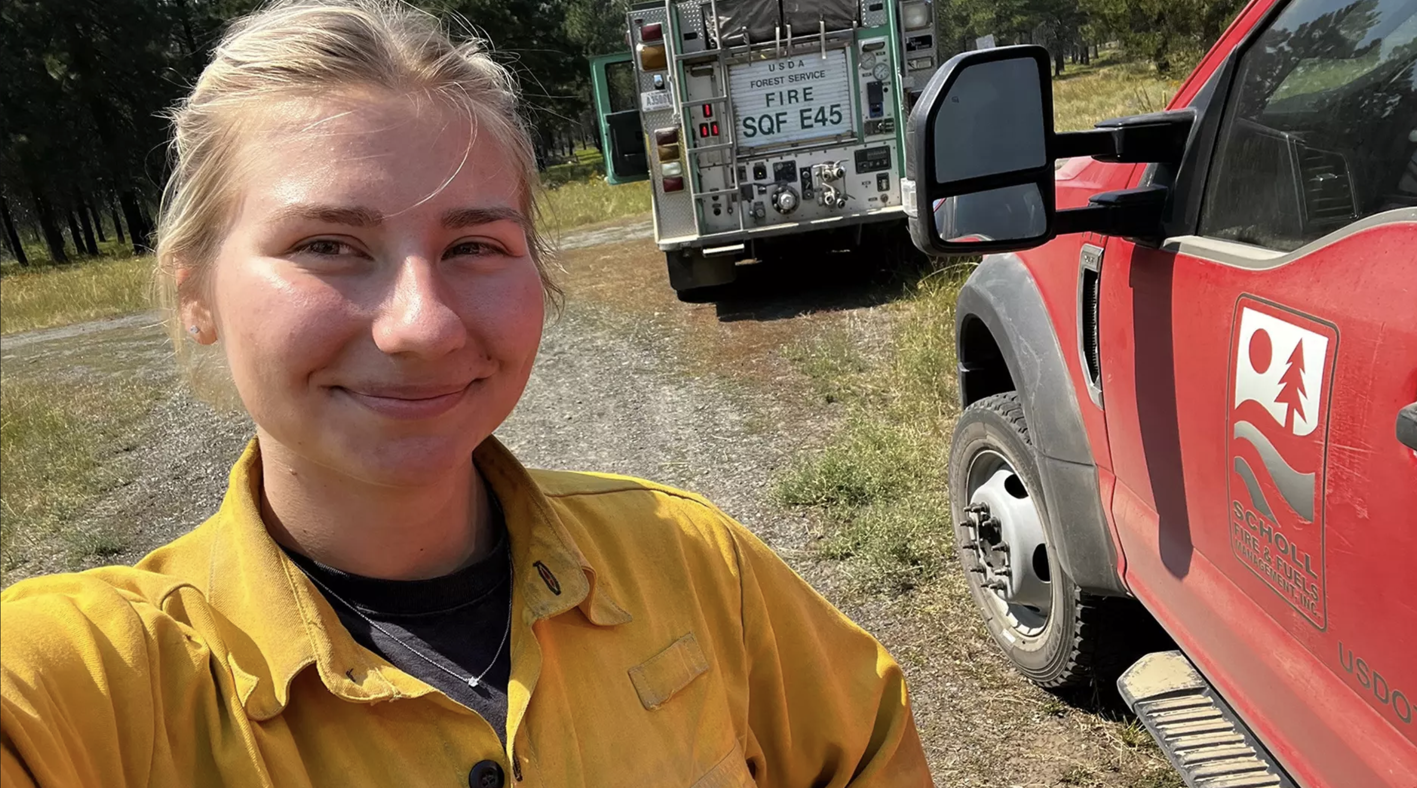 Viktoriya Dovhoruka of Evergreen has been firefighting in Washington.