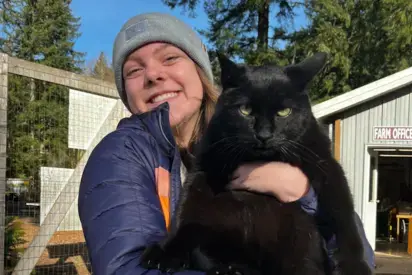 Olive Little and Butch the farm cat