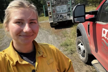Viktoriya Dovhoruka of Evergreen has been firefighting in Washington.