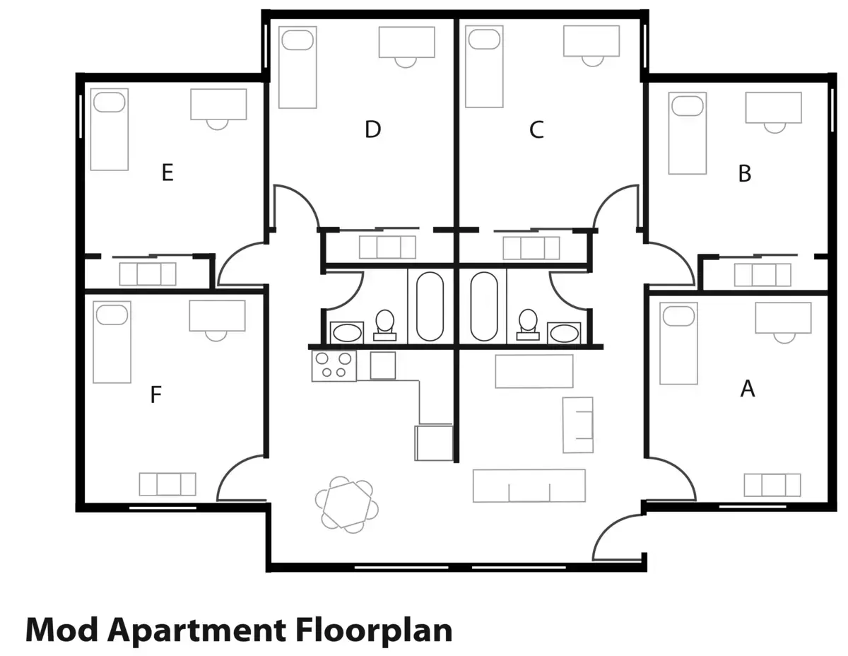 Floor plan drawing of the Mod Apartments