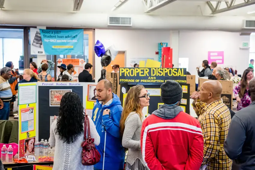 students and community members in Tacoma's Lyceum Hall during their Spring Fair