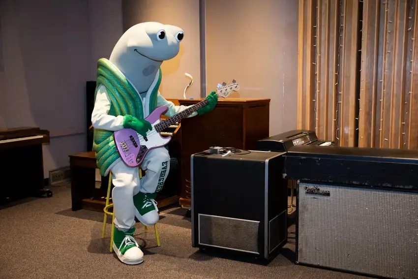 Speedy the Geoduck plays bass in one of the audio labs
