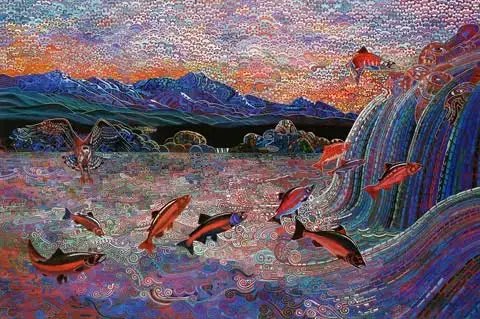 sample image The Last Salmon Run, Oil on Canvas by Alfredo Arreguin.