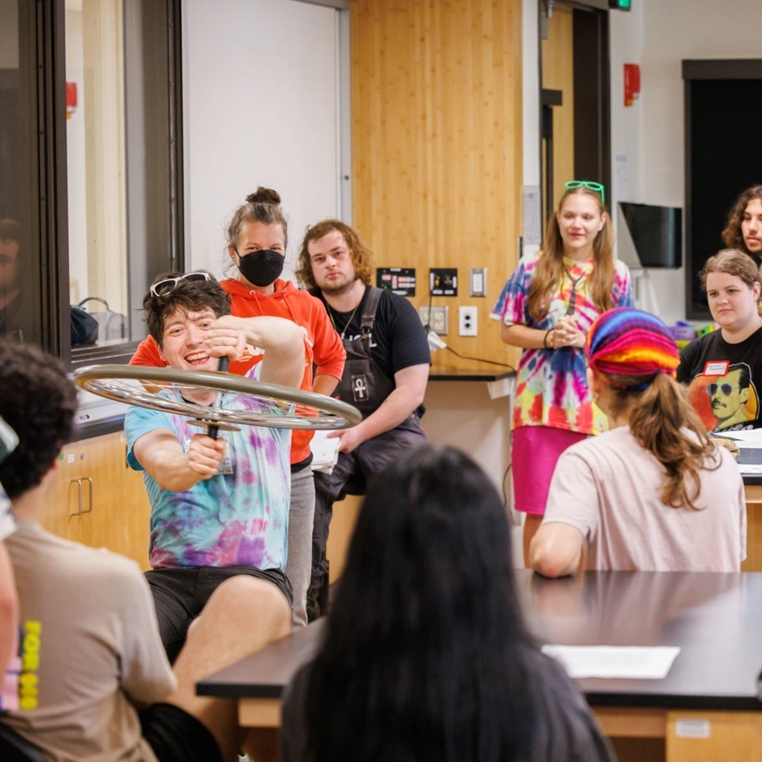 Student doing a physics lab