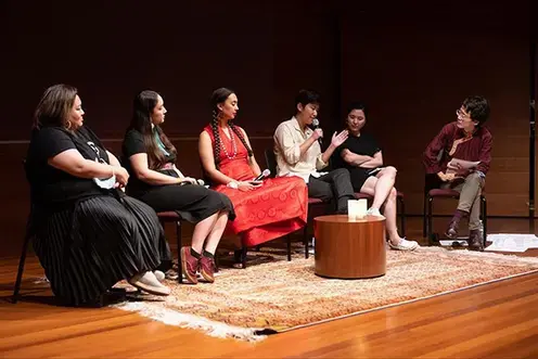 Dr. Tenzin facilitating a panel