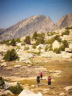 Clients hiking in the mountains during Natalie and Sierra's eco-therapy retreat. ​
